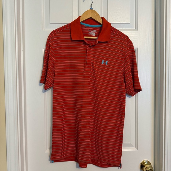 Under Armour Heatgear Loose Fit Men’s Golf‎ Polo Orange/Turquoise Men’s Medium - Picture 1 of 7